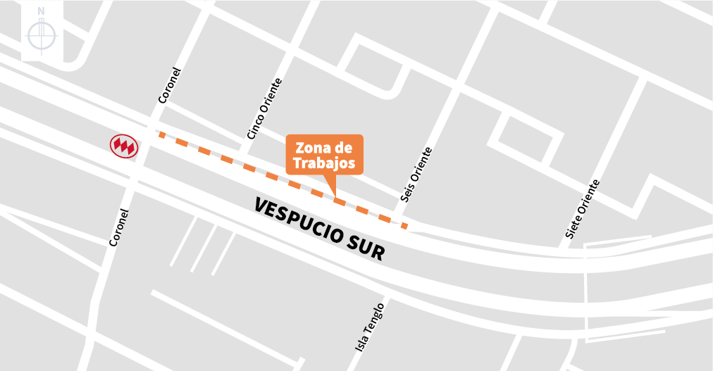 Trabajos nocturnos vía expresa entre calle Siete y Coronel