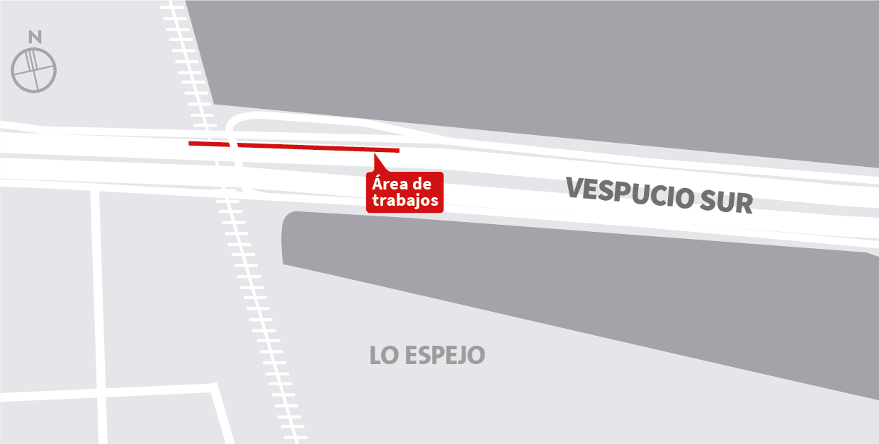 Cierre pista derecha y central de autopista, sector Paso Inferior Avenida La Feria, Lo Espejo