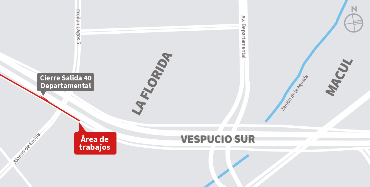 Cierre pista izquierda de la vía local al oriente y cierre Salida 40 Departamental, La Florida