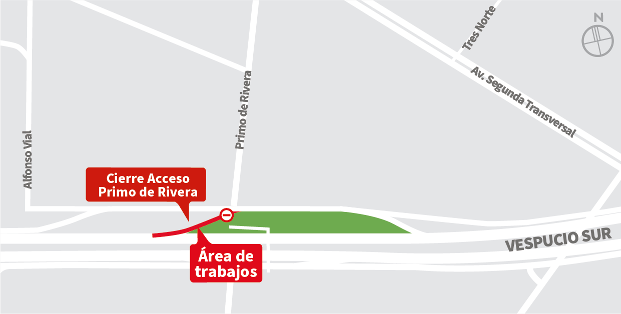 Cierre Acceso Primo de Rivera al poniente, Maipú