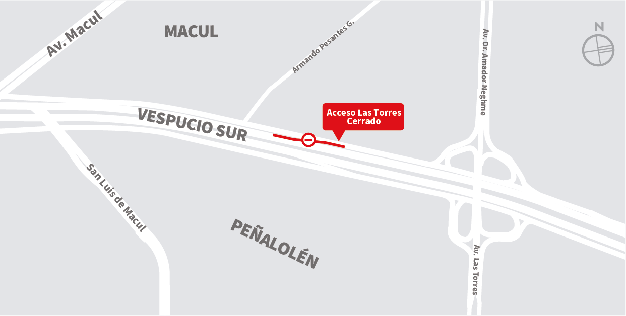 Cierre de Acceso Las Torres al poniente, comuna de Macul