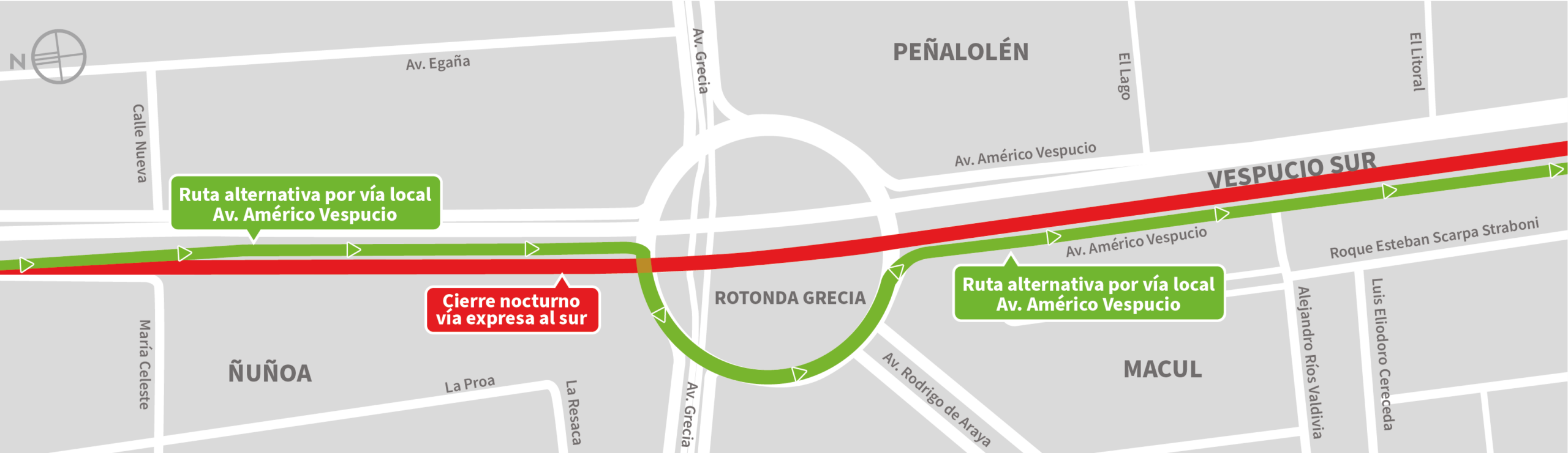 Cierre pistas viaducto Grecia poniente (dirección al sur)